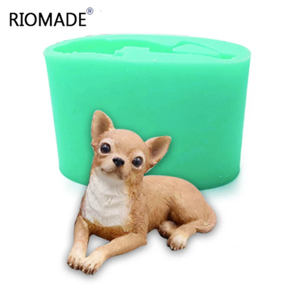 3D Dog Shape Silicone Molds Big Size Chihuahua Pomeranian Shih Tzu Animal Candle Clay Mold For Cake Decorating Tool Baking Mould