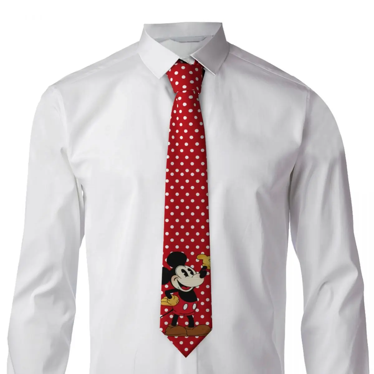 Custom Classic Mickey Mouse Cartoon Neck Ties Mens Silk Necktie for Party Gravatas