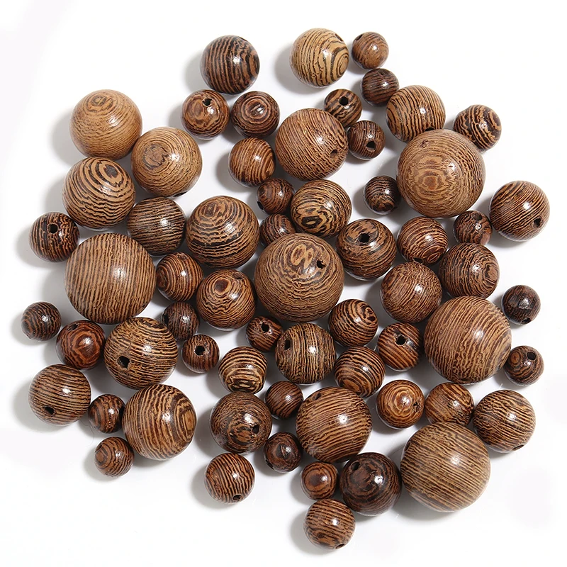 6 8 10 12 15mm Natural Stripe Wooden Beads Brown Loose Spacer Round Wood Beads For Charm Bracelet Necklace DIY Jewelry Making