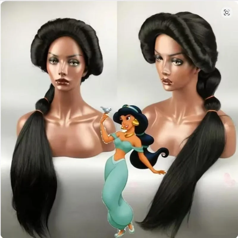 

Anime Aladdin Princess Jasmine Cos Cosplay Wig Halloween Carnival Party Props Synthetic Hair Heat Resistant Fiber + Wig Cap