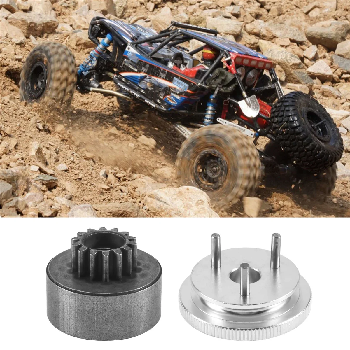 RC Clutch Bell 14T Gear Bearing Clutch Shoes Springs Cone&Engine Nut Flywheel Assembly for 1/8 RC Model Nitro Car HPI HSP