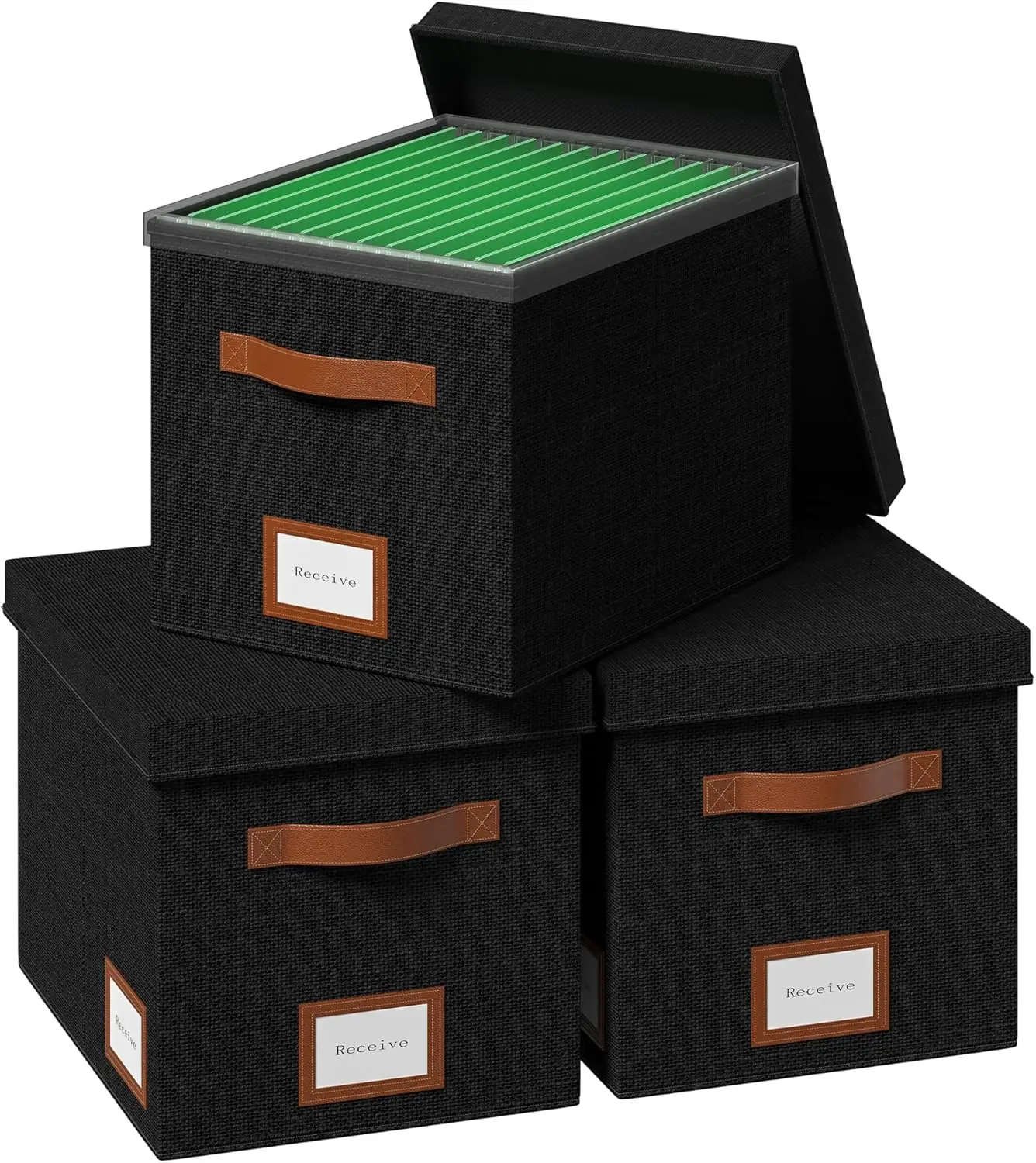 

Коробка-органайзер для файлов с крышкой, подвесная декоративная коробка для документов с цельной пластиковой направляющей (черная)