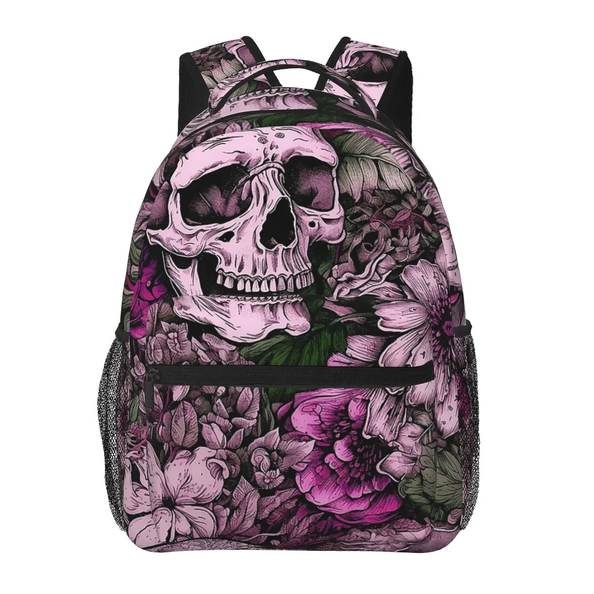 

Gothic Violet Flower Skull Pattern Student Backpack School Bag Hiking Travel Daypack for Men Women Fashion Bookbag Shoulder Bags