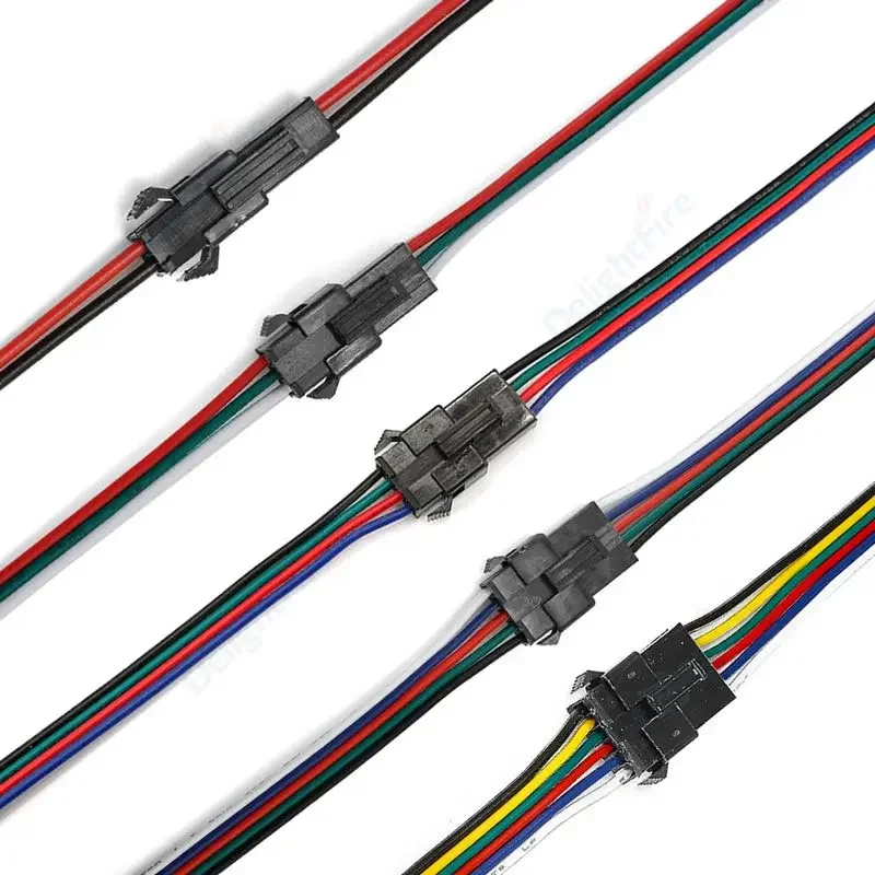 

SM RGB LED Strip Connector 22/20AWG 2/3/4/5/6pin LED Cable Male Female Wire For LED Downlight Ceiling Lamp 5/10/50/100pair