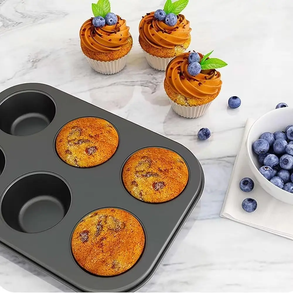 2Pcs Eco-Friendly 4/6 Cups Pancake Pan Mold Non-Stick Round Mini Cupcake Pan Reusable Household Cake Mold Pastry Making