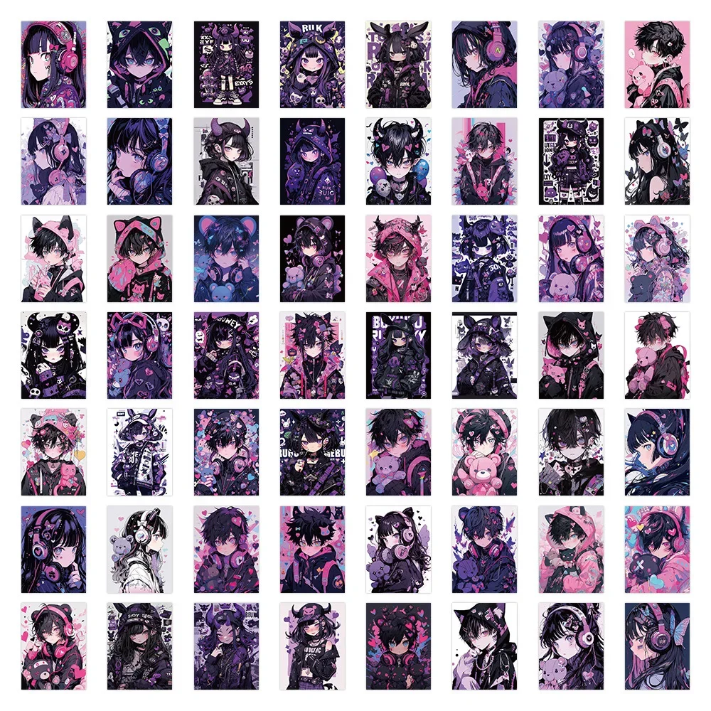 63Pcs Punk Kuromi Girl Series Graffiti Stickers for Suitcases Phone Cases Laptop Helmet Skateboard Decorative Stickers DIY Toys