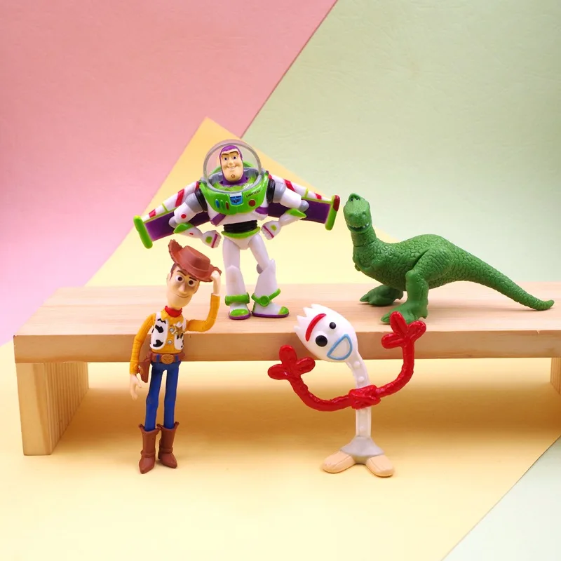 Disney Toy Story Anime Toys Woody Jessie Buzz Lightyear Forky Figures Model Doll Desktop Cake Decoration For Children's Gift