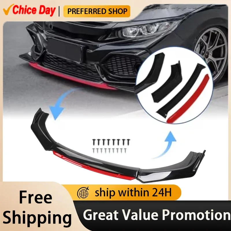 

Universal front bumper lip kit ABS glossy black front lip spoiler diffuser front splitter, suitable for most vehicles
