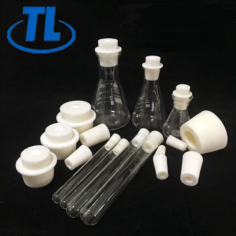 

Glass plastic test tube with bottle stopper direct selling white test tube laboratory silicone rubber bottle stopper