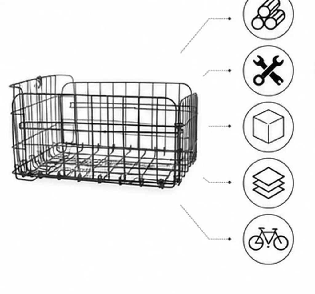Heavy Duty Foldable Bike Rear Basket – Steel Wire Cycling Storage Basket, Detachable & Compact for Pets, Books
