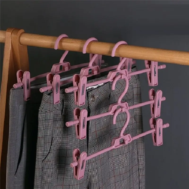 EYFL-Trouser Rack With Adjustable Plastic Clip For Skirt Hook Save Space Clothes Rack Capable Of Attaching Underwear
