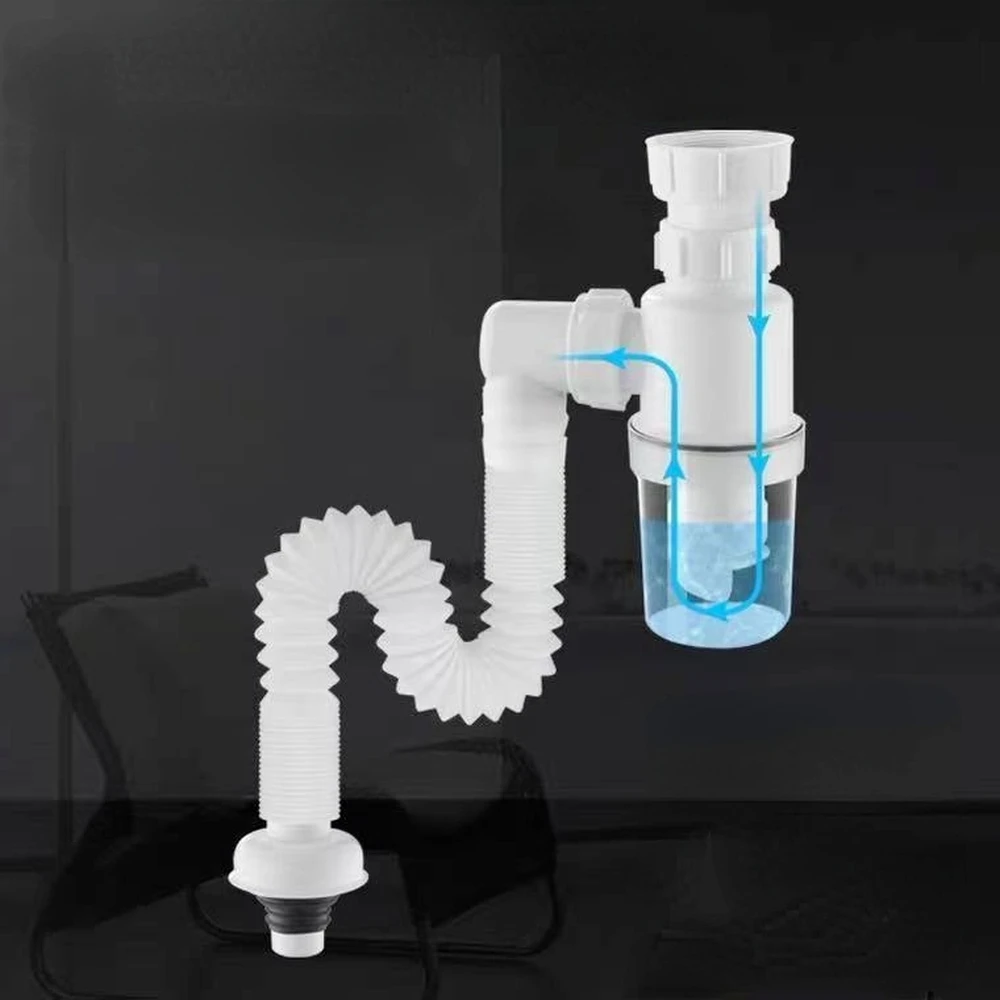 

Anti-Odor Kitchen Sink Sewer, Economic Downpipe Drainage Pipe, P-type Downcomer, Washbasin Basin Accessories