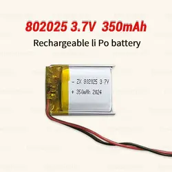 3.7V Li-ion Battery 802025 350mAh Lipo Polymer Rechargeable Batteries for Smart Band Bluetooth Headset DVD GPS Walkman MP3