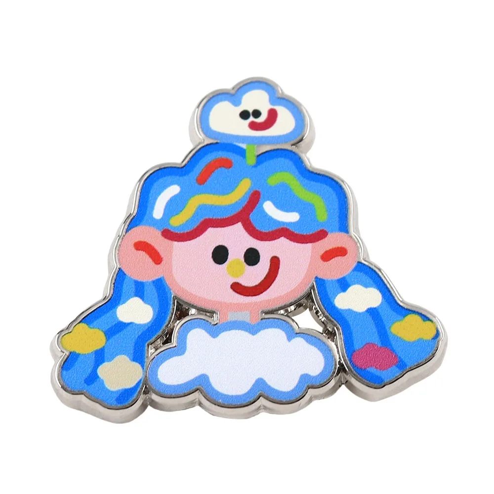 Kawaii Wolkenmädchen Emaille-Pin Niedliche Blauhaarige Cartoon-Figur Anstecknadel Verspieltes Himmel-Abzeichen für Rucksack Kleidung Mädchen Geschenk – Detail 5