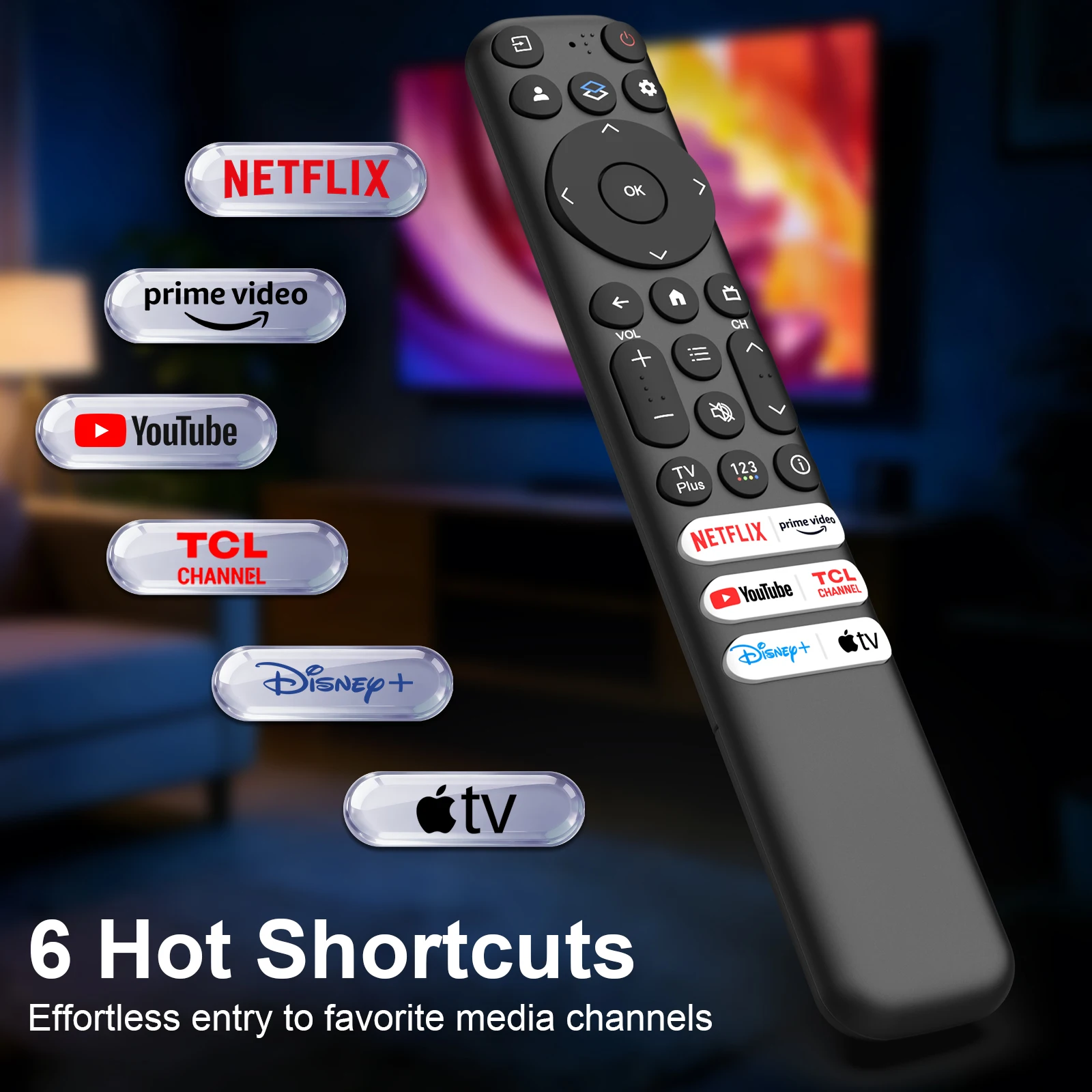 For TCL Google TV Remote Control RC813 For TCL QM8/QM7/S5/S4/S3/Q7/Q6/Q5 4K UHD HDR LED QLED QD-Mini LED Full-HD Smart TVs