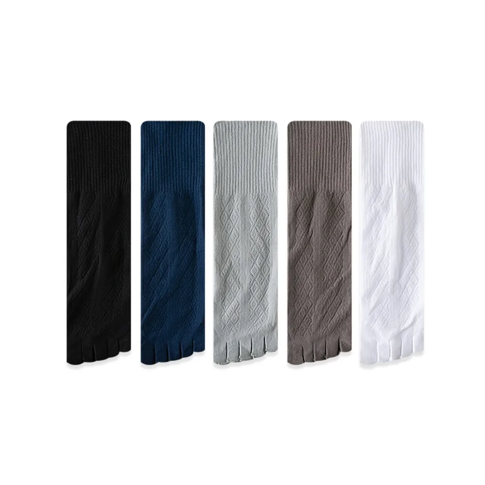 

5 пар модных сетчатых тонких носков с пятью пальцами, мужские чулки до середины икры с защитой от запаха, чулочно-носочные изделия, эластичные мужские носки-трубы с раздельным носком