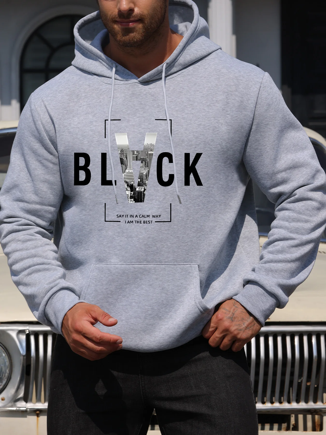 Autumn and Winter New Cool Language IAM Best Letter Printed Casual Hoodie Fashionable and Comfortable Multi functional Hoodie