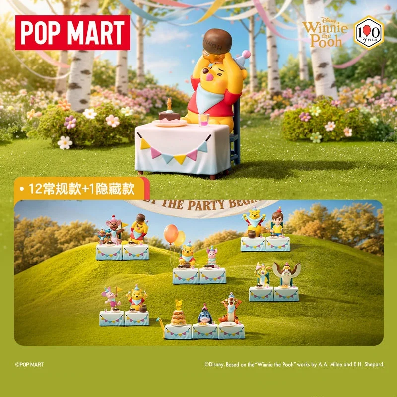 POPMART Disney Winnie The Pooh Let Is Party Serie Blindbox Original Spielzeug Überraschungstasche Mystery Box Puppe Anime Figur Ornament