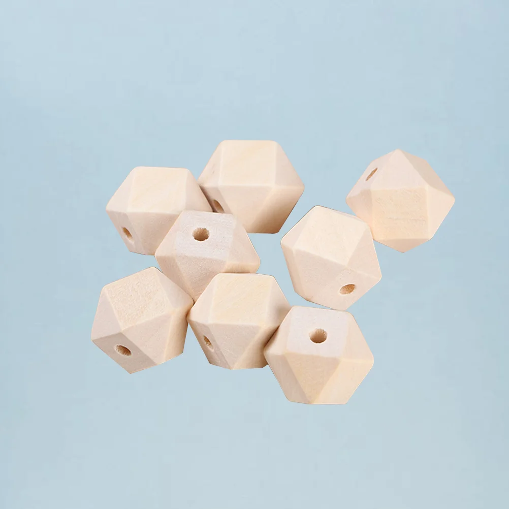

100 Pcs Decoration Geometric Wooden Beads Spacer Scattered Unfinished for Craft Natural