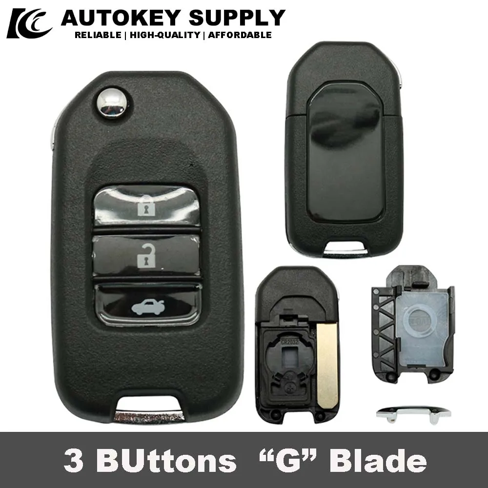 Autokeysupply 2/3 Buttons Car Key Folding Flip Auto Car Key Shell  