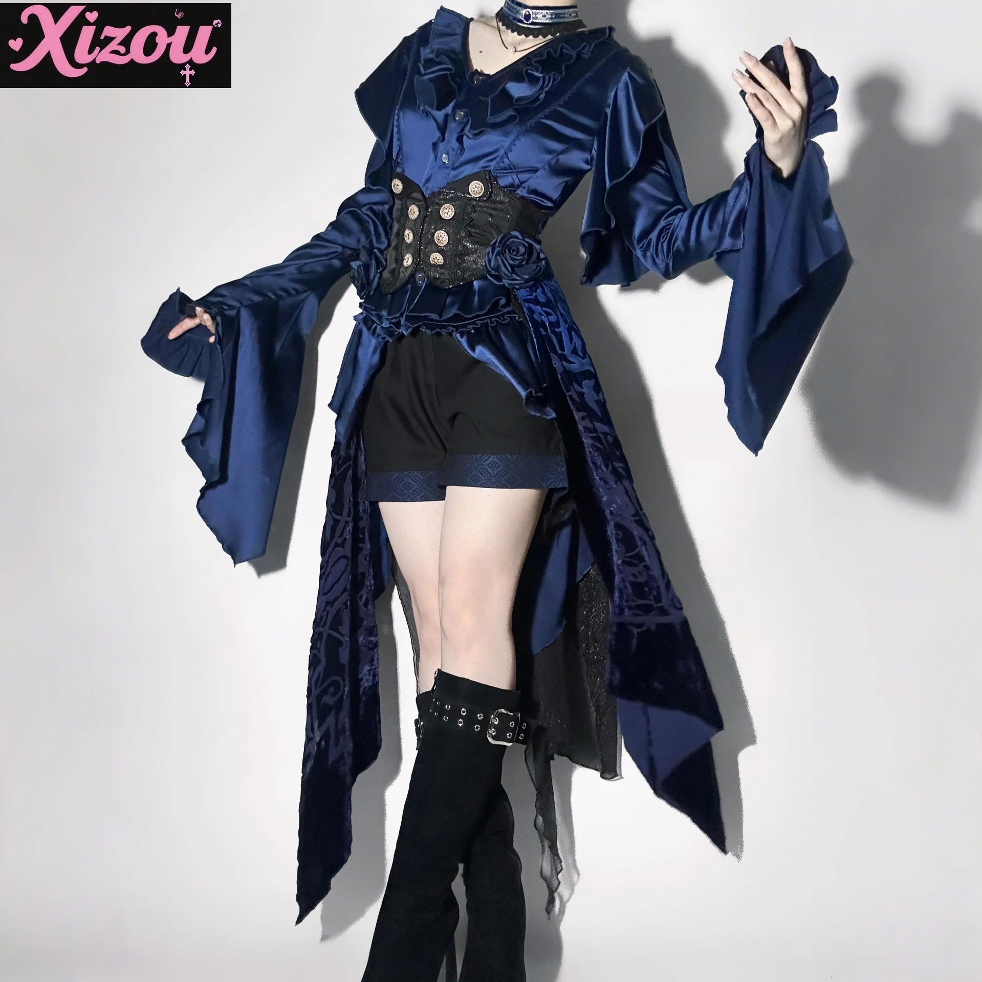 

Готическая Лолита Внутренняя с длинными рукавами Принц Рукав «летучая мышь» Топ в придворном стиле Темная ниша Рубашка в стиле «Лолита» в стиле ретро для женщин