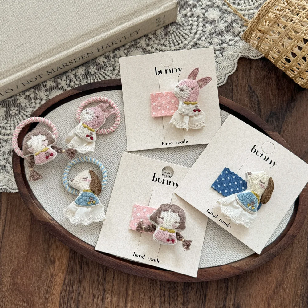 

New Korean Cartoon Rabbit Puppy Hair Clip for Girls Hair Accessories High Elastici No Damage Hair Hairbands Handmade BB Clip