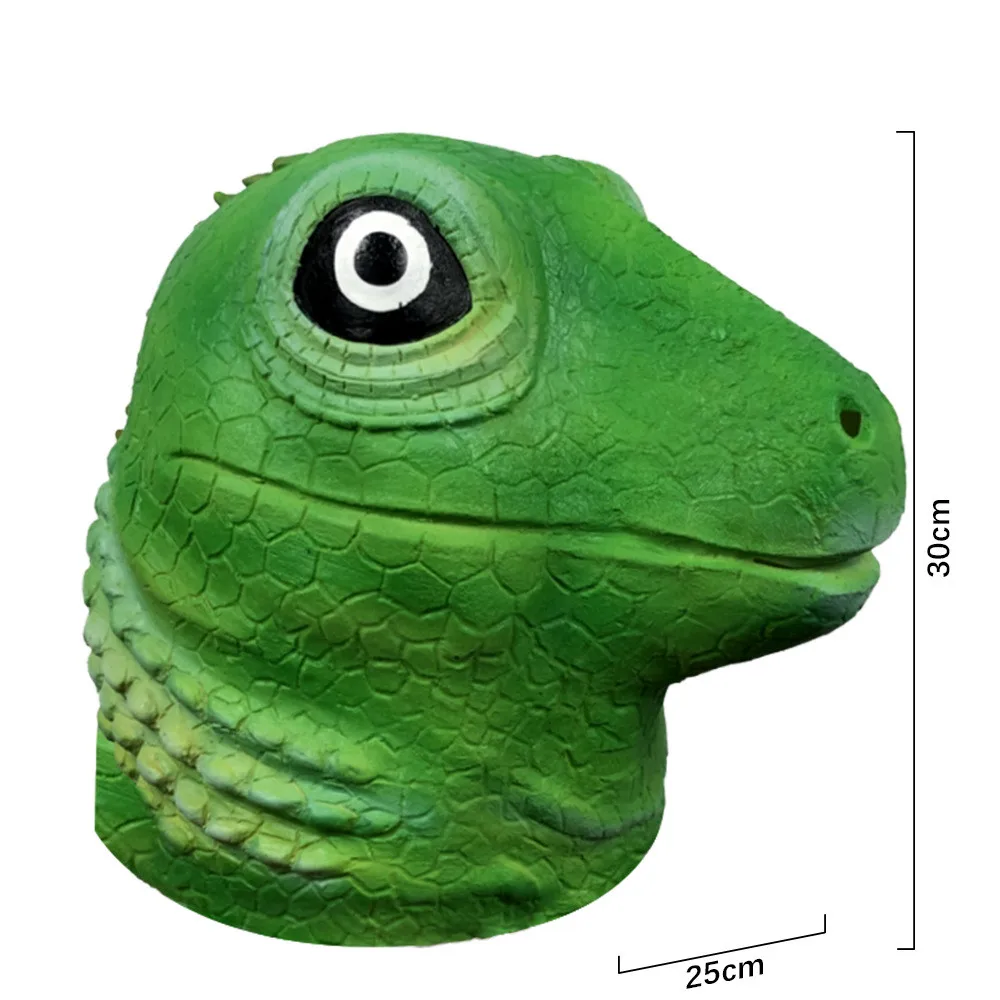 Grüne Eidechsen-Tierkostüm Vollkopf-Latexmaske Reptilien-Halloween-Kostüm Party-Verkleidung Karnevalsmaske – Detail 5