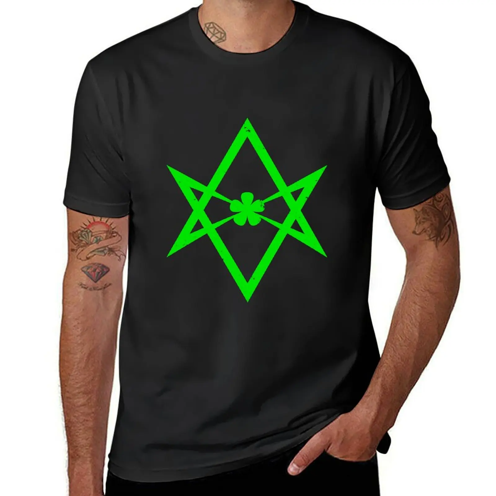 Light Green Aleister Crowley's Unicursal Hexagram T-Shirt aesthetic clothes customs design your own oversized Men's t-shirt