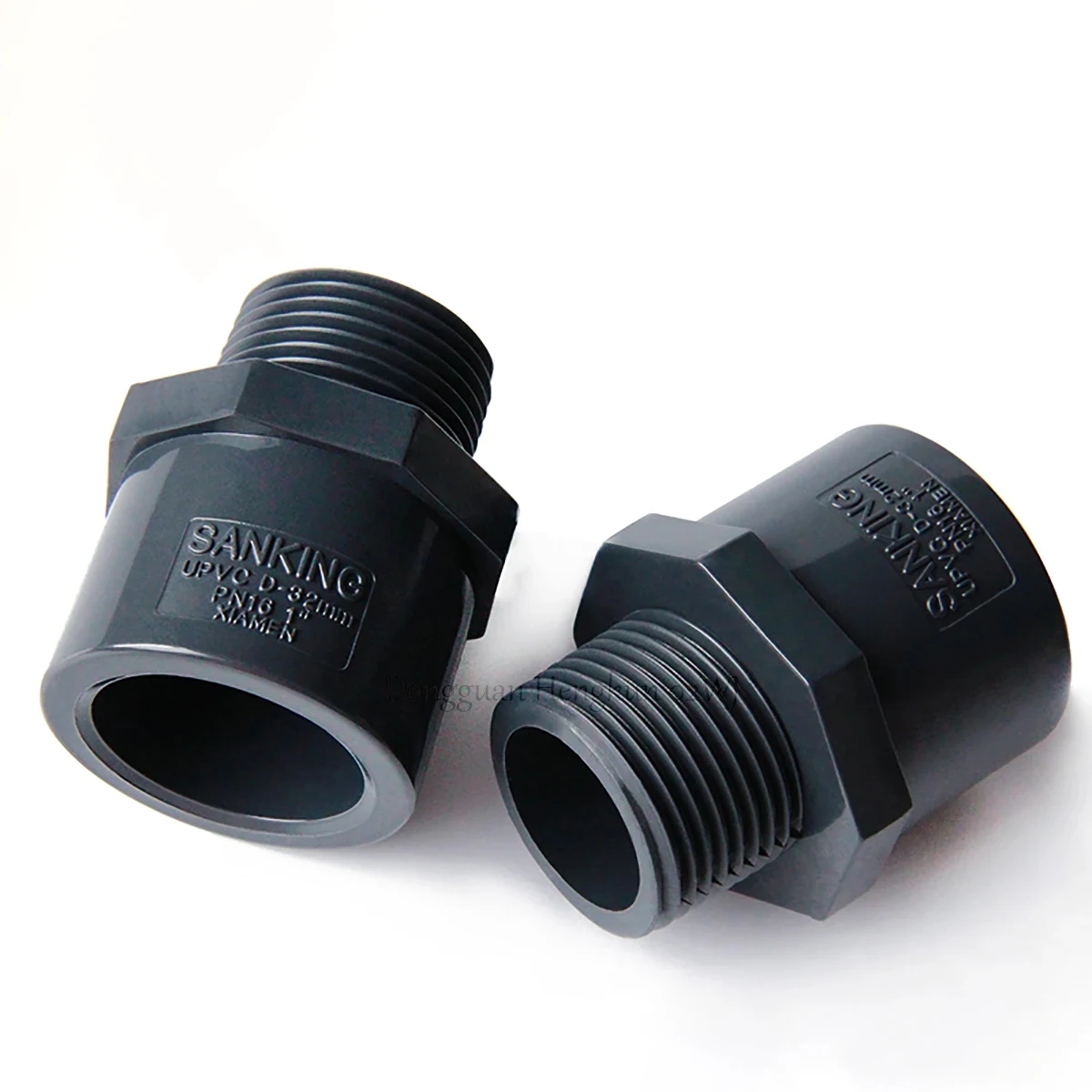 

Dark Grey UPVC Equal Pipe Joint 1/2IN-2IN Male Thread Straight Connector Aquarium Water Tank Pipe Quick Garden Irrigation Fittin