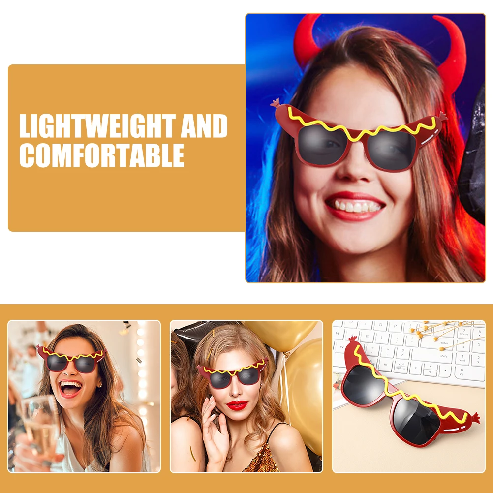 

4Pcs HotDogGlasses FunnyCostumeEyewear PhotoProps LightweightComfortable FestivalSunglasses PartyAccessories HalloweenFavors