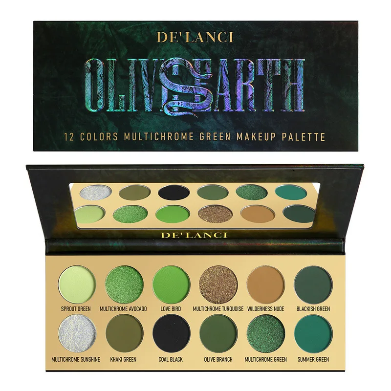 لوحة ظلال عيون بصرية كامليون مكونة من 12 لونًا، لوحة خضراء زيتونية متعددة الأغراض