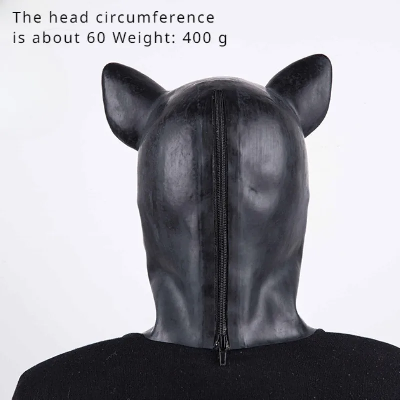 Natural Latex Dog Piglet Head Cover Soft Patent-leather Black Mask BDSM Fun Bondage Slave Mask Alternative Erotic Adult Sex Toy