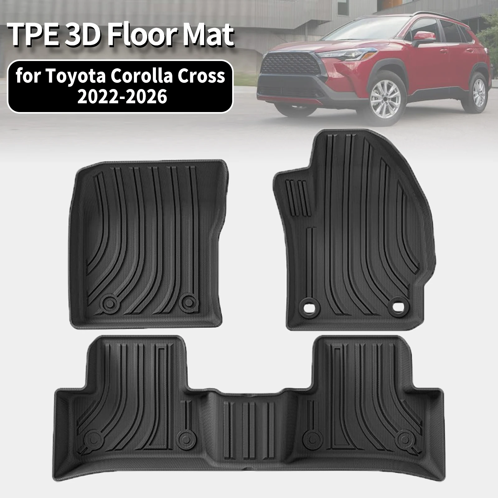 for Toyota Corolla Cross (XG10) Fuel Version 2022-2025 2026 RHD LHD TPE Car Floor Mats All Season Liners & Trunk Cargo Mat
