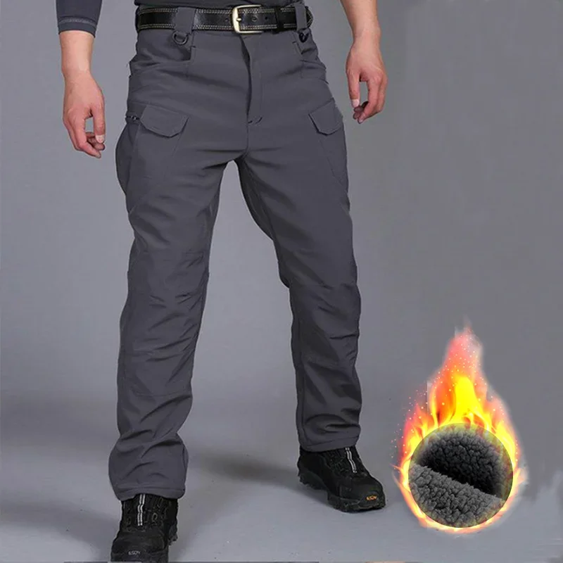 Wasserdichte, winddichte Kapuzenjacke und -Hose, Softshell, Plüsch, verdickt, Outdoor-Angeln, Schneiden, verschleißfest, Winter, 5XL – Detail 9