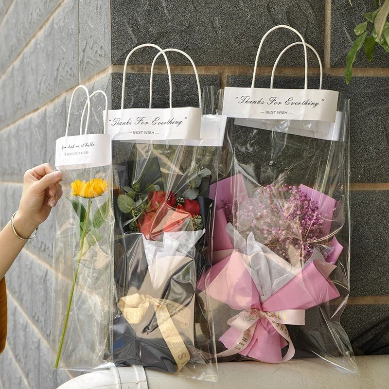 10–50 Stück transparente Geschenktüten mit Griff, wiederverwendbare Party-Geschenktüten für Boutique-Hochzeiten, Geburtstage, vielseitige Verpackungslösung
