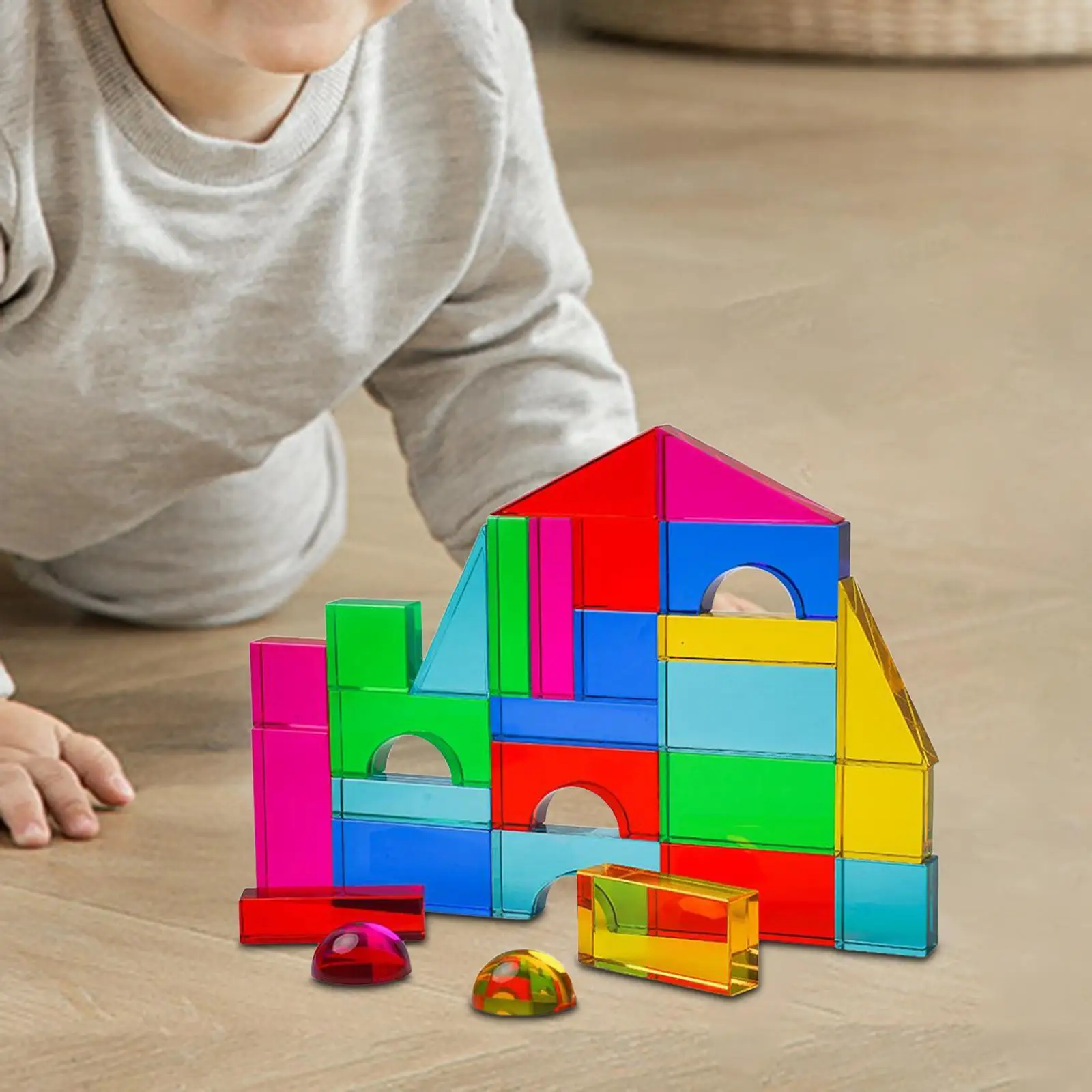 Kids Building Blocks Set, Transparent for Stacking and Learning