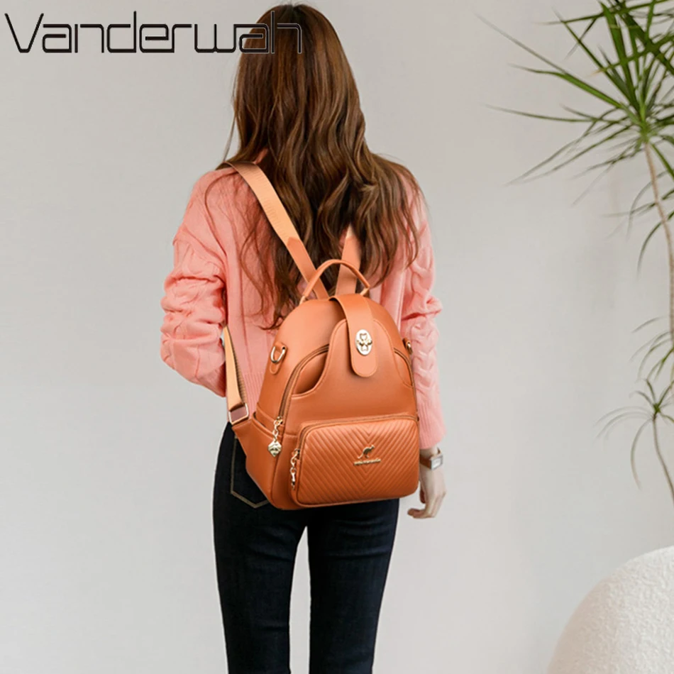 Luxury Women Backpacks 2023 Soft Leather Female Travel Shoulder Bags Back Pack High Quality School Bags for Girls Bolsa Mochilas