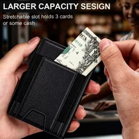 New Black Leather Wallet for Men Slim Bifold RFID Blocking Wallet with Pop-Up Metal Card Holder & Card Sleeves POP UP Wallet 4