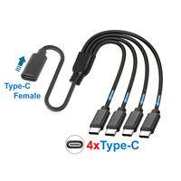 50cm 1 to 4 USB C Splitter Cable Male Female 4 Port Type C Charging Cable USB C Extension Cable Multiple Type C Hub Charger Cord