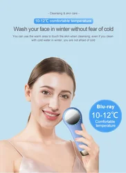 Silicon rubber face cleaner vibrating electric face cleaner brush red-blue light vibrating face washer pore cleaner