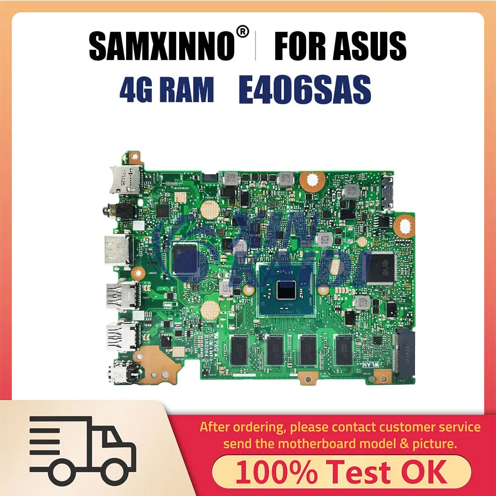 Notebook Mainboard For ASUS VivoBook E406SAS E406SA E406S Laptop Motherboard N3000 N3060 N3710 N3700 CPU 4G RAM 32G 64G 128G SSD