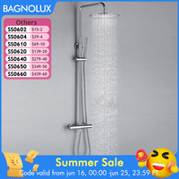 Bathroom Shower Set Polished Chrome Matte Black Rain Faucet Wall-Mounted Thermostatic Valve System 8 - 12\