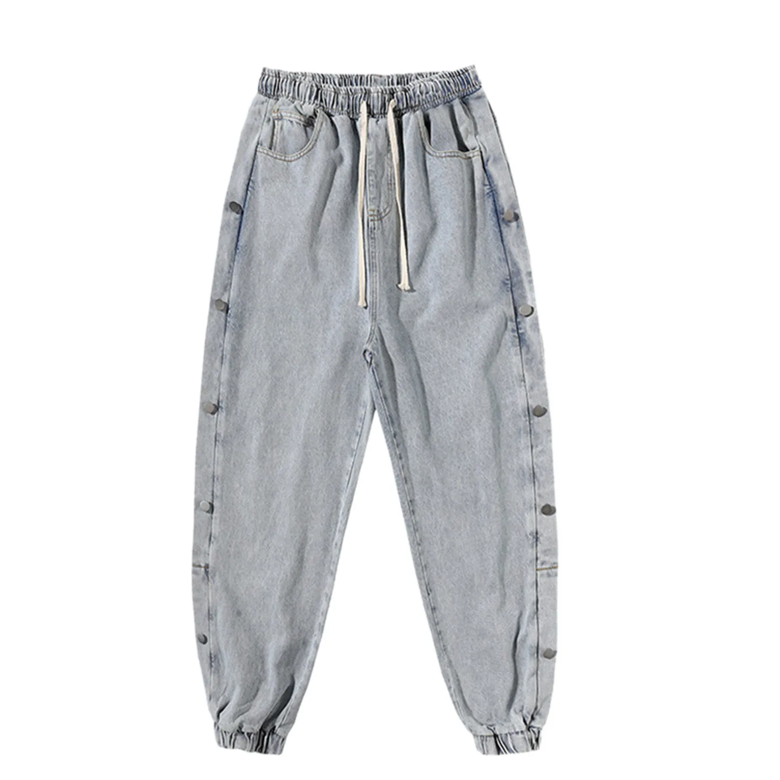 2024 Korean Style Straight-leg Trendy Cropped Jeans Youth Boys Loose-fit Bell Bottoms Casual Versatile Denim Pants