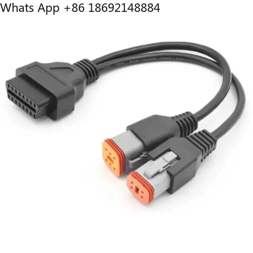 2-In-1 motorcycle OBD adapter cable 4-pin 6-pin to 16-pin fault detection wiring harness spot