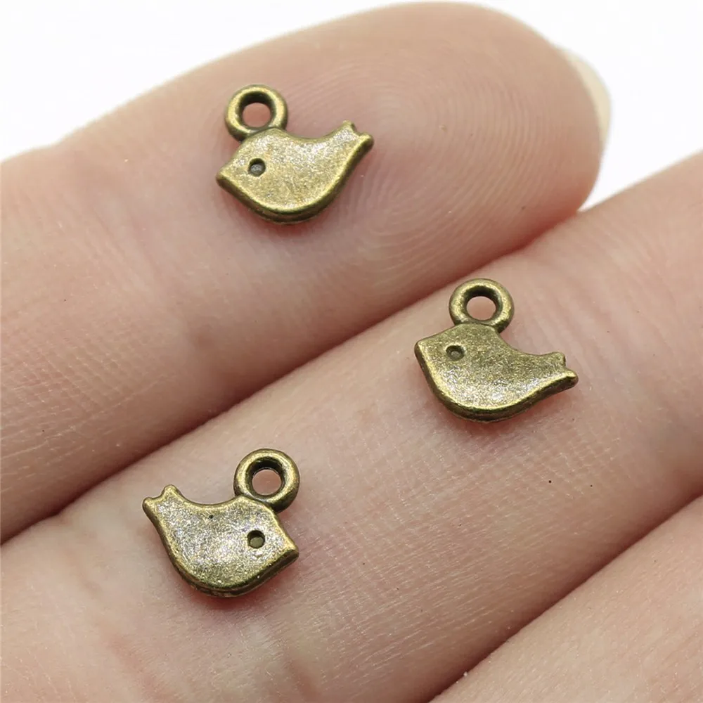 WYSIWYG 40pcs 8x7mm Antique Silver Color Antique Bronze Little Bird Charms Bird Charms Fit DIY Jewelry Making Small Bird Charms