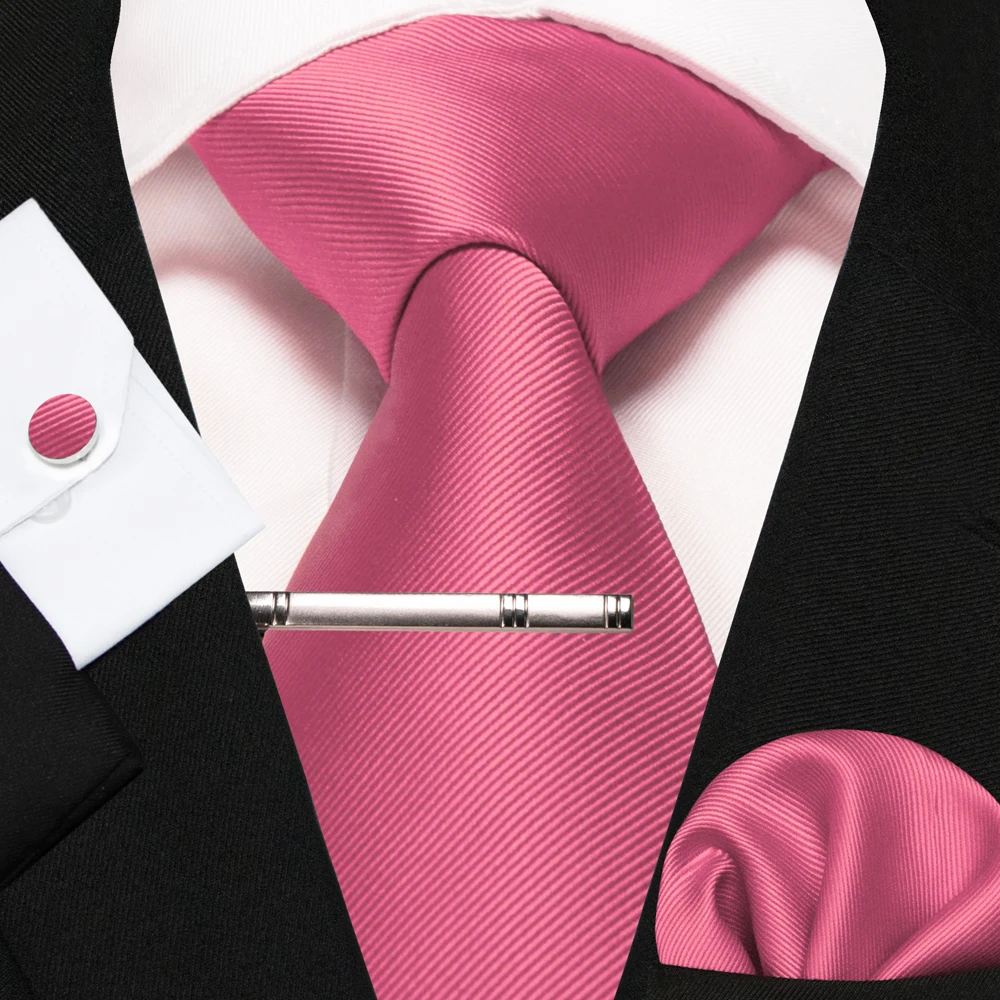Klassische Seidenkrawatte für Herren in Rot, Blau, Grün, Business-Hochzeitskrawatte für Männer, Set mit Einstecktuch und Manschettenknöpfen, Geschenk für den Bräutigam – Detail 18