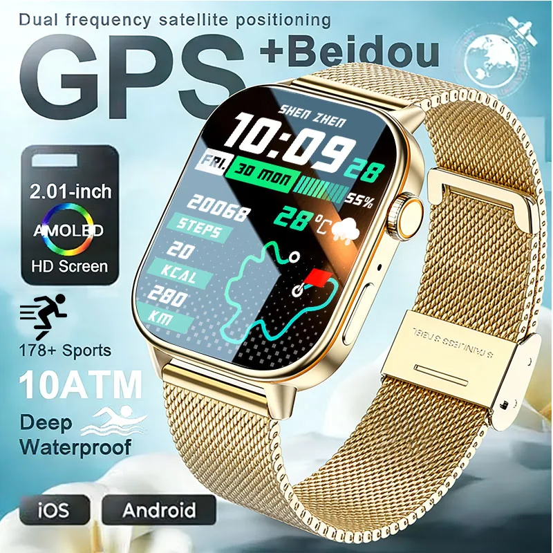 2026 New Outdoor Sports Built in GPS Smart Watch 10ATM Waterproof Compass Clock Bluetooth Call GPS Tracker Smart Watches For Man