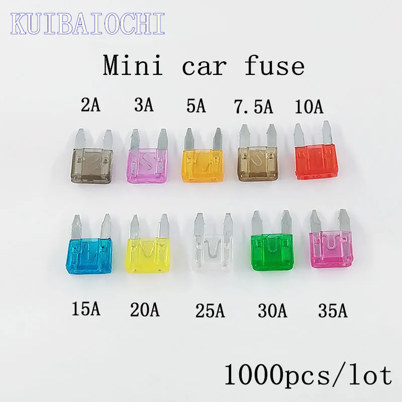 1000pcs/lot MINI Car Fuse Auto Car Truck ATC Mini Blade Trumpet Car Fuses 2A 3A 5A 7.5A 10A 15A 20A 25A 30A 35A