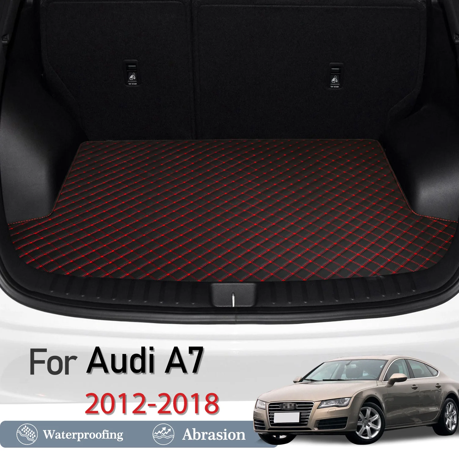 New Artificial Leather Car Trunk Mat Rear Trunk Cargo Protective Mat Car Interior Accessories For Audi A7  2012-2018