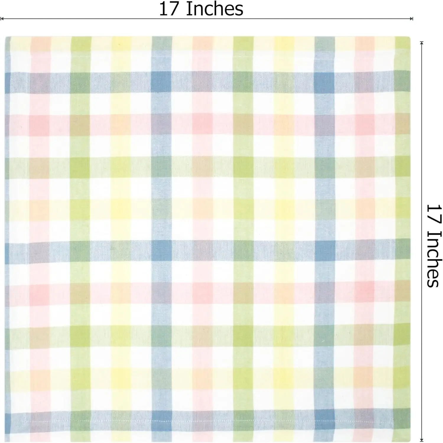 Gingham Buffalo Plaid Check Napkins - Spring Easter Bunny Pastel Luncheon Dinner - Set of 8 - Pure Cotton - Reusable Washable